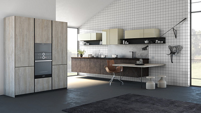 Кухня на заказ Крем глянец 2126 G - Бетон ржавый темный